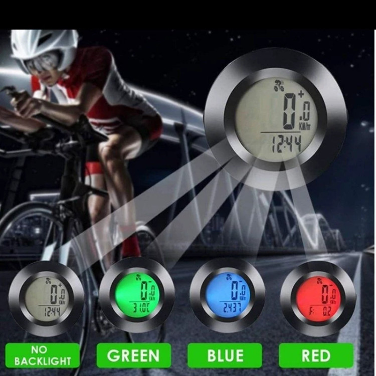 کیلومتر شمار دوچرخه و دماسنج فلزی و چراغ دار RGB