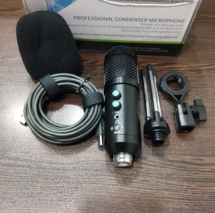 میکروفون کاندنسر استودیویی ضبط صدا با پورت USB برای کامپیوتر و ضبط با میکروفون